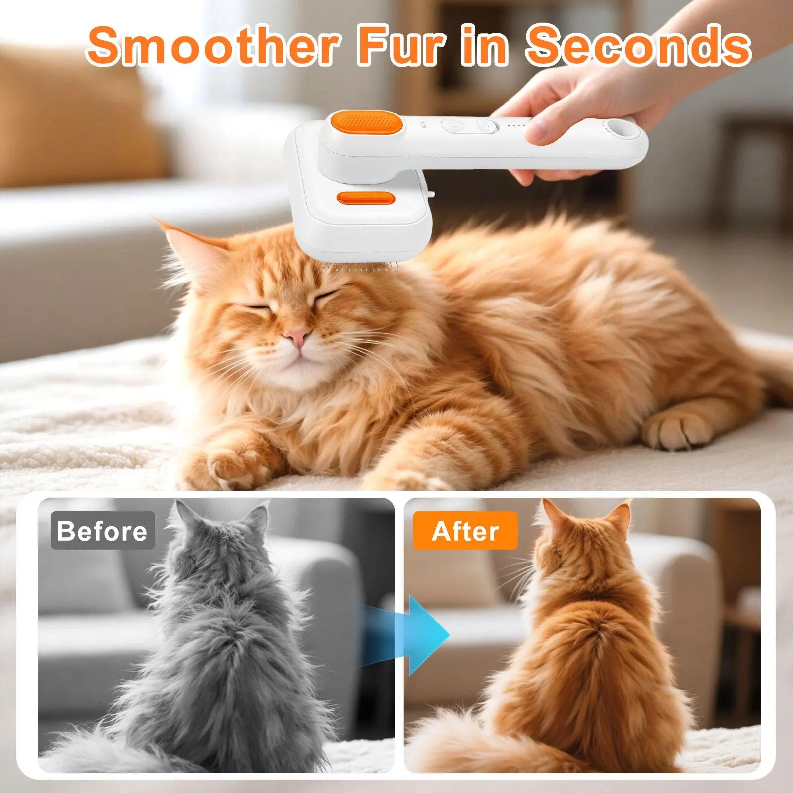 Summervibes Professional Cat & Dogs Grooming Brush – Waterproof Steam Deshedding Tool with One-Button Hair Removal for Cats and Dogs, Ideal for Pet Fur Cleaning and Trimming