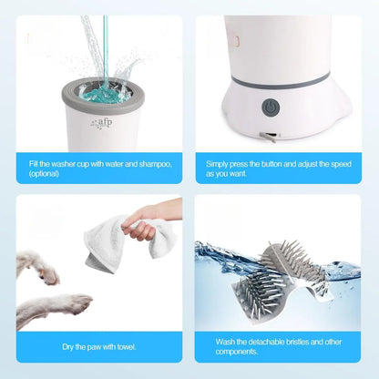 ALL for PAWS Automatic Dog Paw Cleaner, Dog Foot Washer Electric Paw Washer for Dogs Portable Paw Cleaner Cup, Mud Paw Clean Station, Silicone Brush Soft for Paws, Two Speed, Suction Cup Bottom