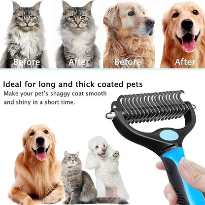 Professional Double-Sided Pet Grooming Brush for Dogs and Cats - Extra Wide Shedding and Deshedding Tool, Slicker Brush, Self-Grooming Solution, Ideal Gift