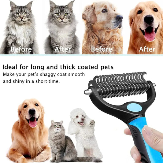 Professional Double-Sided Pet Grooming Brush for Dogs and Cats - Extra Wide Shedding and Deshedding Tool, Slicker Brush, Self-Grooming Solution, Ideal Gift