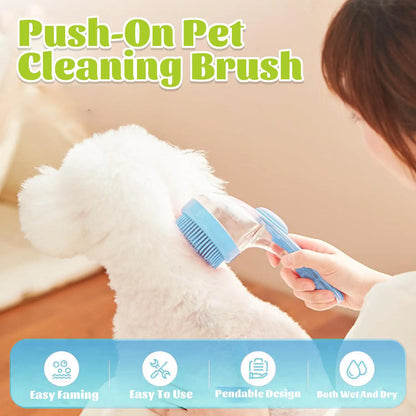 Pet Bath Brush with Shampoo Dispenser for Dogs and Cats - Ergonomic Handle and Gentle Massage Grooming Tool, Essential Bath Supply for Pet Care