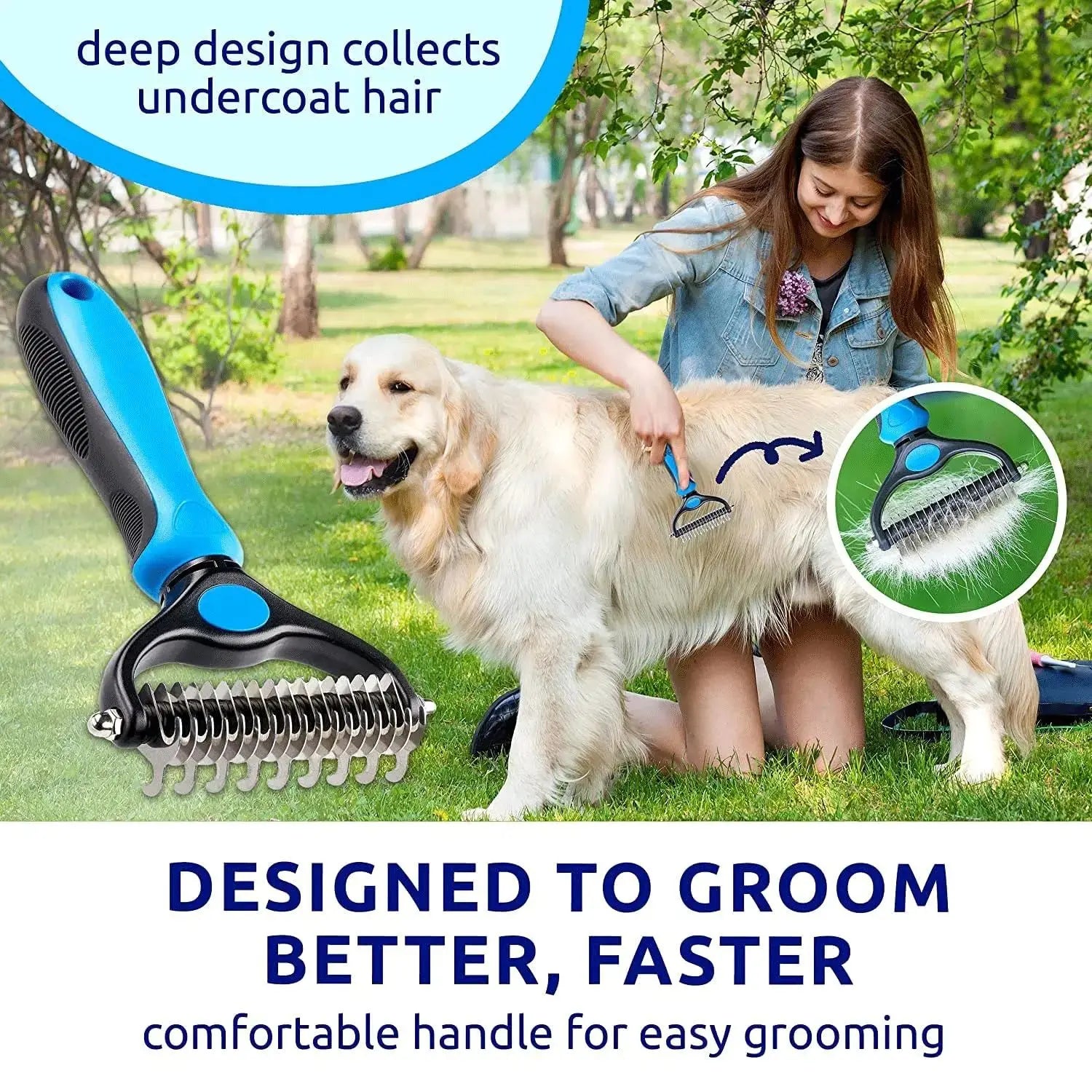 Professional Double-Sided Pet Grooming Brush for Dogs and Cats - Extra Wide Shedding and Deshedding Tool, Slicker Brush, Self-Grooming Solution, Ideal Gift