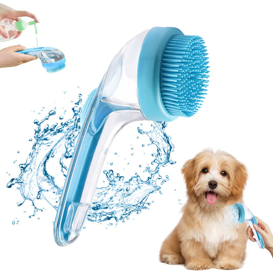 Pet Bath Brush with Shampoo Dispenser for Dogs and Cats - Ergonomic Handle and Gentle Massage Grooming Tool, Essential Bath Supply for Pet Care