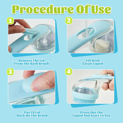 Pet Bath Brush with Shampoo Dispenser for Dogs and Cats - Ergonomic Handle and Gentle Massage Grooming Tool, Essential Bath Supply for Pet Care
