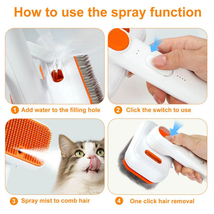 Summervibes Professional Cat & Dogs Grooming Brush – Waterproof Steam Deshedding Tool with One-Button Hair Removal for Cats and Dogs, Ideal for Pet Fur Cleaning and Trimming
