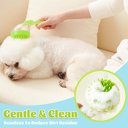 Pet Bath Brush with Shampoo Dispenser for Dogs and Cats - Ergonomic Handle and Gentle Massage Grooming Tool, Essential Bath Supply for Pet Care