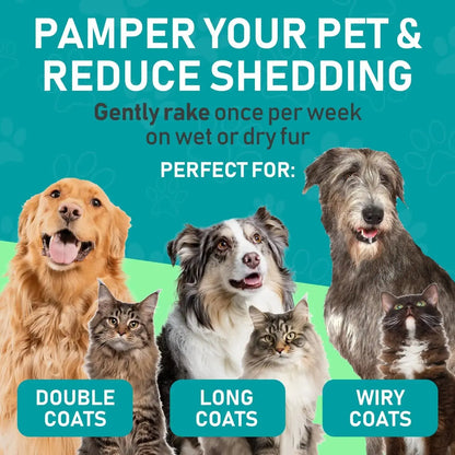 Professional Double-Sided Pet Grooming Brush for Dogs and Cats - Extra Wide Shedding and Deshedding Tool, Slicker Brush, Self-Grooming Solution, Ideal Gift